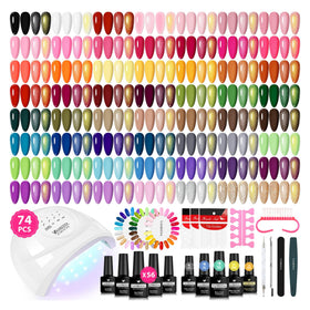 VANREESA Gel Nail Polish Kit 74 pcs with UV light and tools