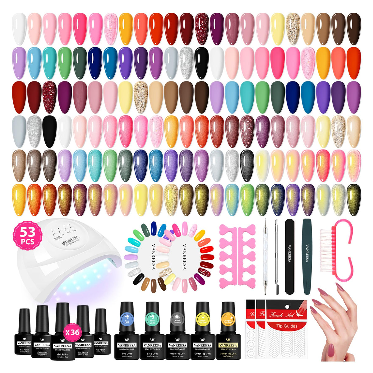 VANREESA Gel Nail Polish Kit with 36 colours and UV lamp
