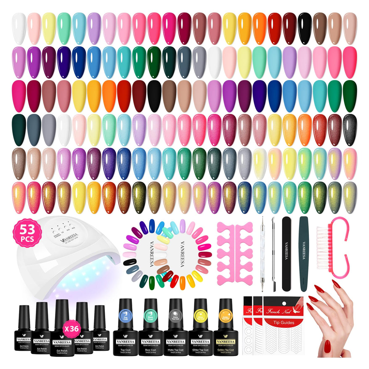 VANREESA Gel Nail Polish Kit with 36 vibrant colours and UV lamp