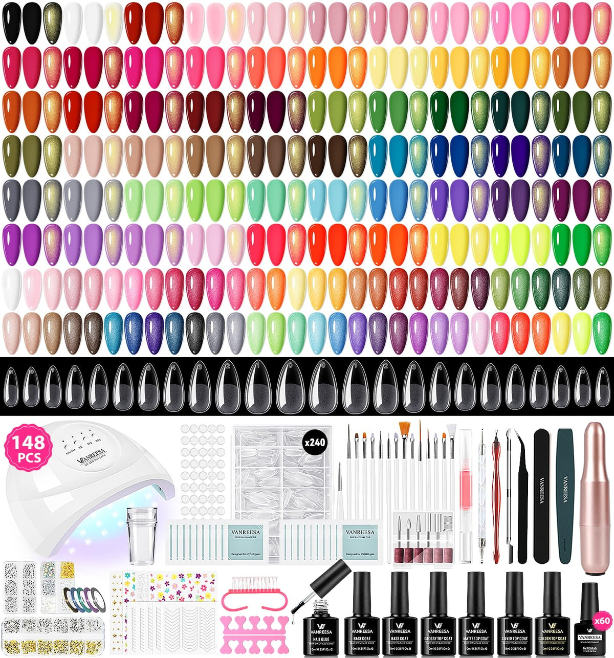 VANREESA Gel Nail Polish Kit with 60 bottles of gel polish