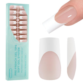 Vansiho 150Pcs French Gel Fake Nails pink long square front view
