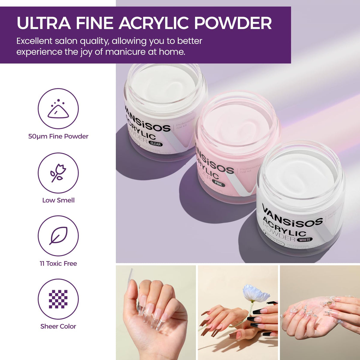 VANSISOS acrylic liquid bottle and glitter powders