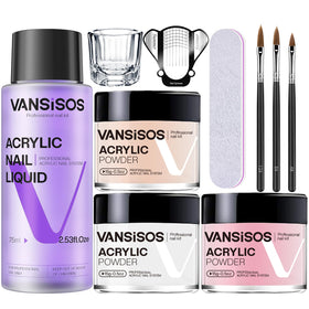 VANSISOS Acrylic Nail Kit contents including powders and tools
