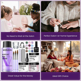 VANSISOS Acrylic Nail Kit with nail forms and brushes