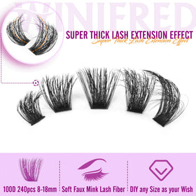 Variety of 100D mink lash clusters from 8mm to 18mm