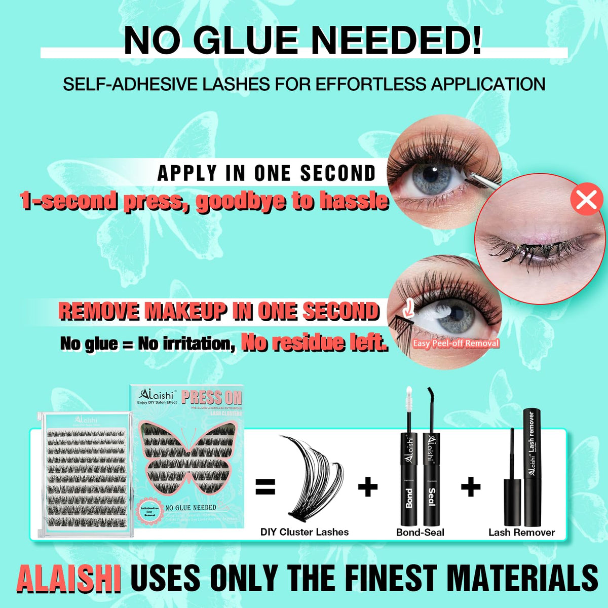Variety of AILAISHI lash clusters in different lengths