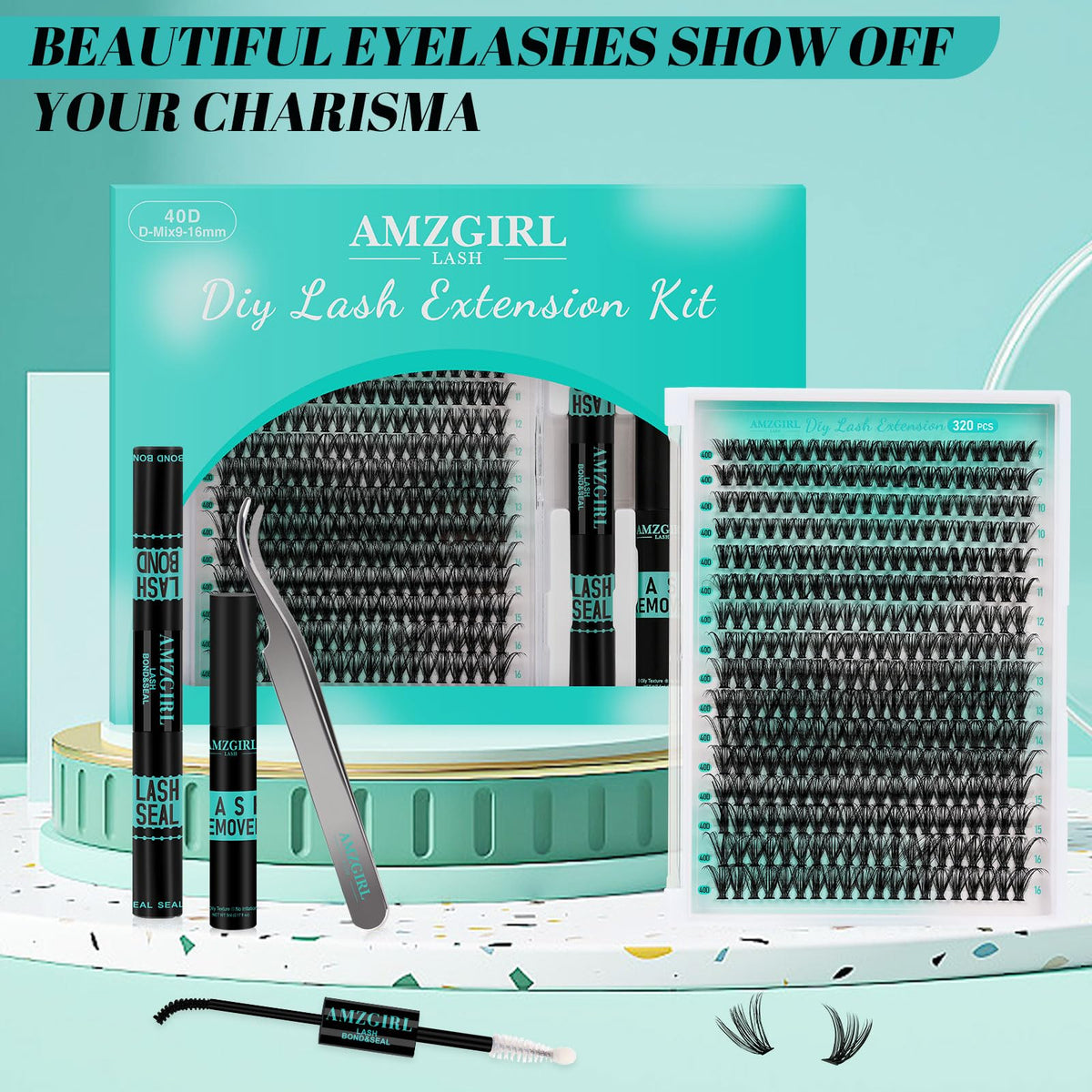 Variety of AMZGIRL eyelash clusters in different lengths