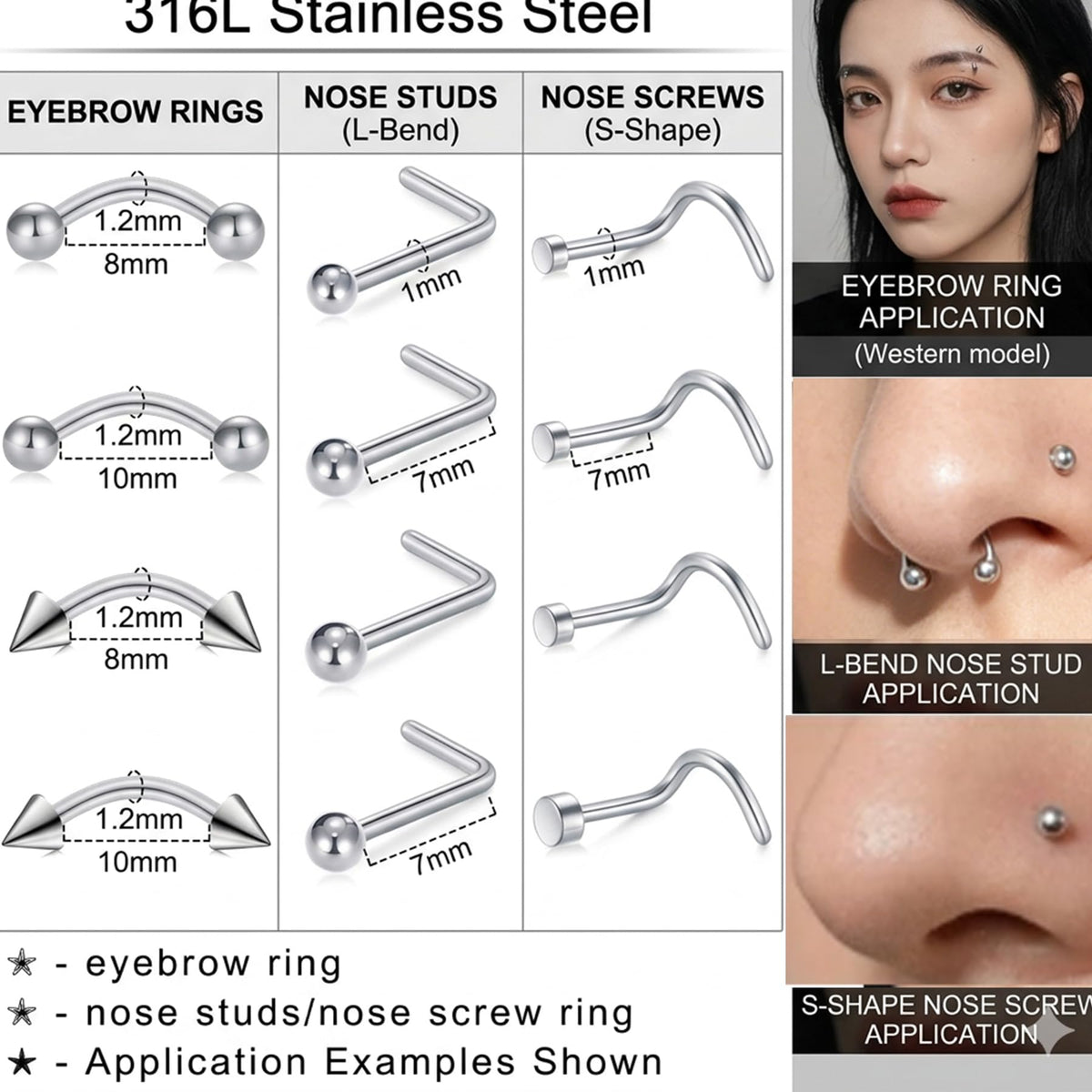 Variety of body jewelry from DJCIW piercing kit