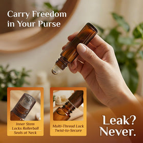 Variety of essential oils in PrettyCare roller bottles