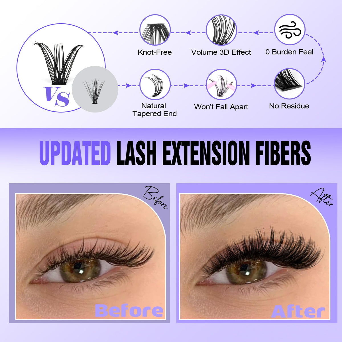 Variety of lash clusters from 9-16mm in Pawotence kit