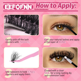 Variety of lash styles created with Eefofnn kit
