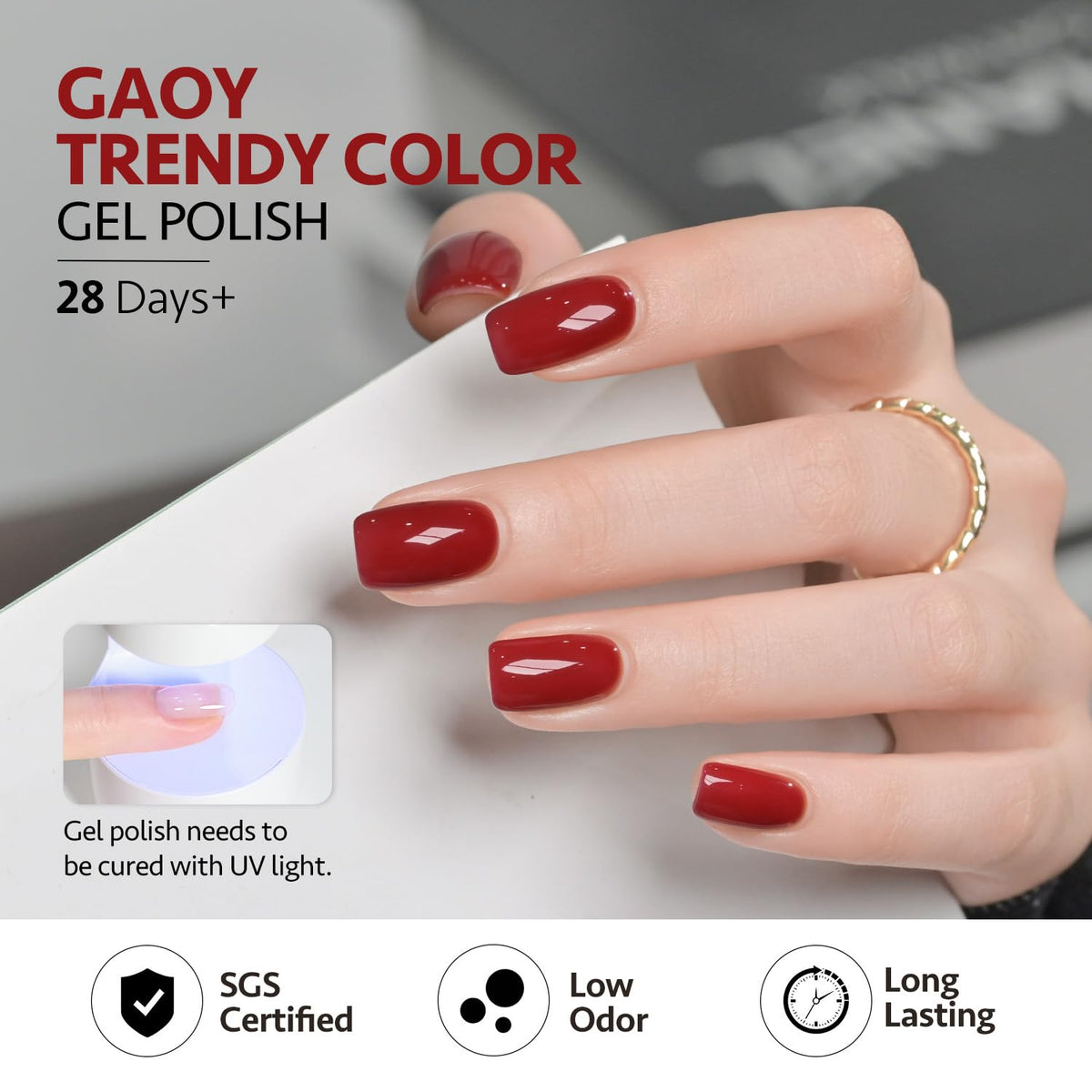 Variety of nail art designs created with GAOY gel polish