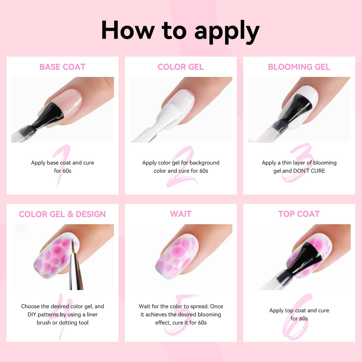 Variety of nail art designs made with Makartt Gel