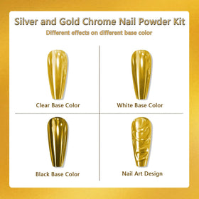 Variety of nail art effects using Vonrui chrome powder