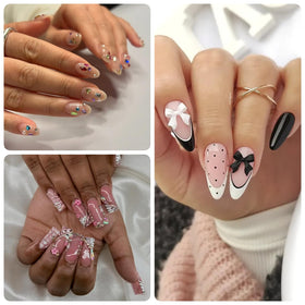 Variety of nail charms including butterflies and hearts