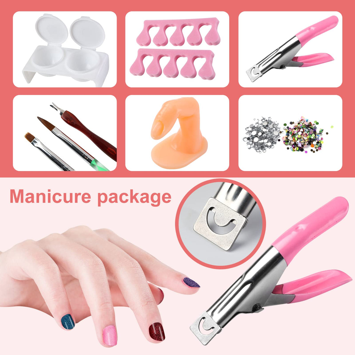 Variety of nail designs created with SUNBELEE kit
