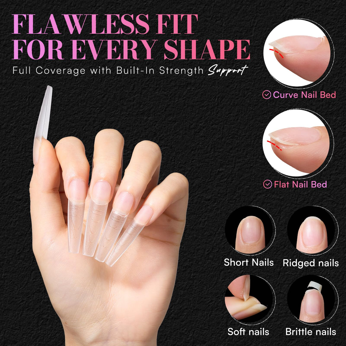 Variety of nail shapes using Makartt coffin nail tips