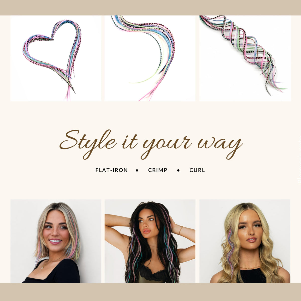 Variety of pastel feather extensions in different lengths