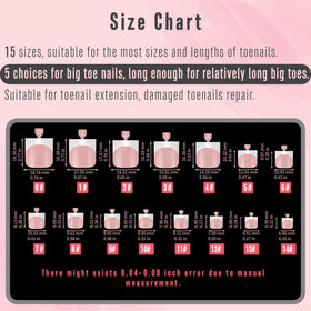 Variety of sizes of NOVO OVO toenail tips displayed
