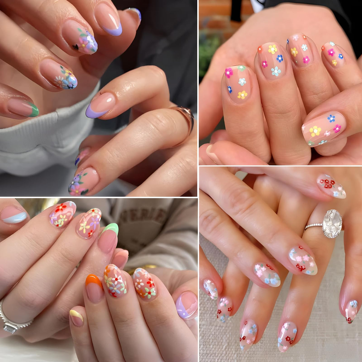 Variety of SPLOCUDU nail stickers with heart and flower designs