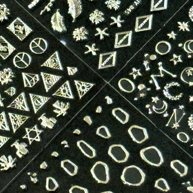 Variety of SPLOCUDU silver nail stickers including leaves and snowflakes