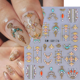 Variety of STZPRONAIL nail stickers with Gothic and Bohemian elements