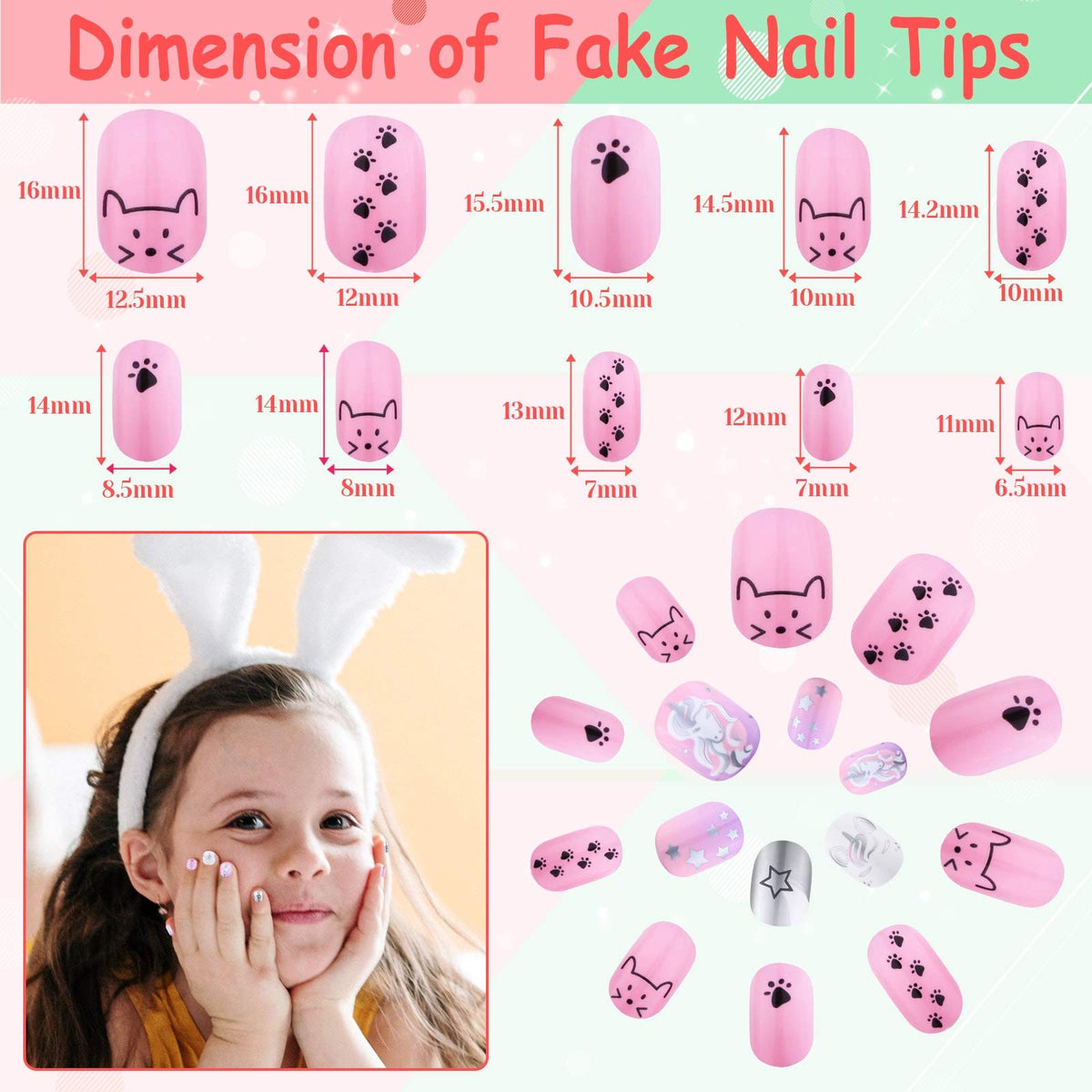 Variety of Thrilez Kids Press on Nails in different sizes