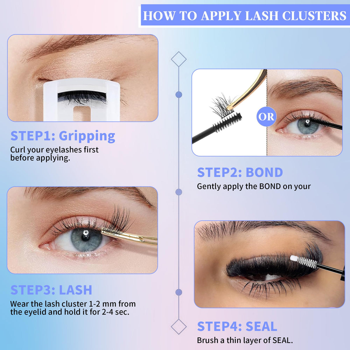 Variety of Yaiseiko Lash Clusters in different lengths