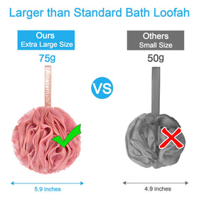 Various colours of AmazerBath loofah sponges on display