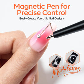 Various nail art designs created with the magnet set