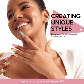 Various nail designs created with COSCELIA gel polish