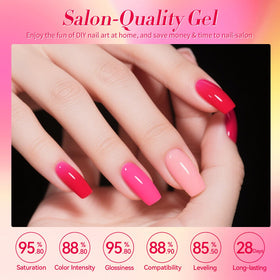 Various shades of Born Pretty Neon Gel Polish in summer colours