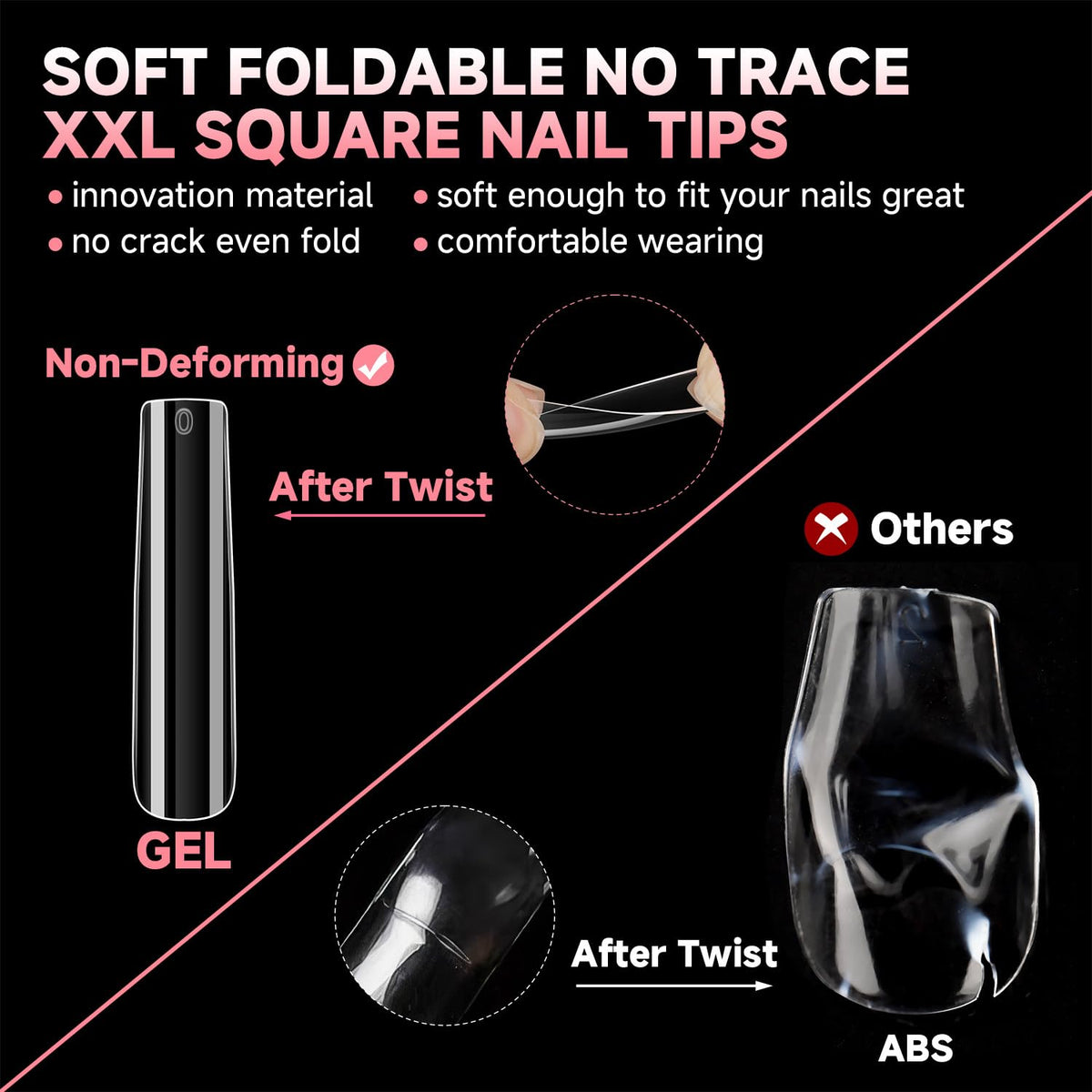 Various sizes of UNA GELLA nail tips displayed