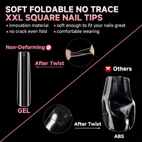 Various sizes of UNA GELLA nail tips displayed