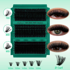 Various styles of LASHSUN cluster lashes displayed