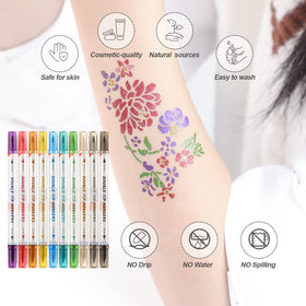 Various temporary tattoo designs created with HAWINK markers