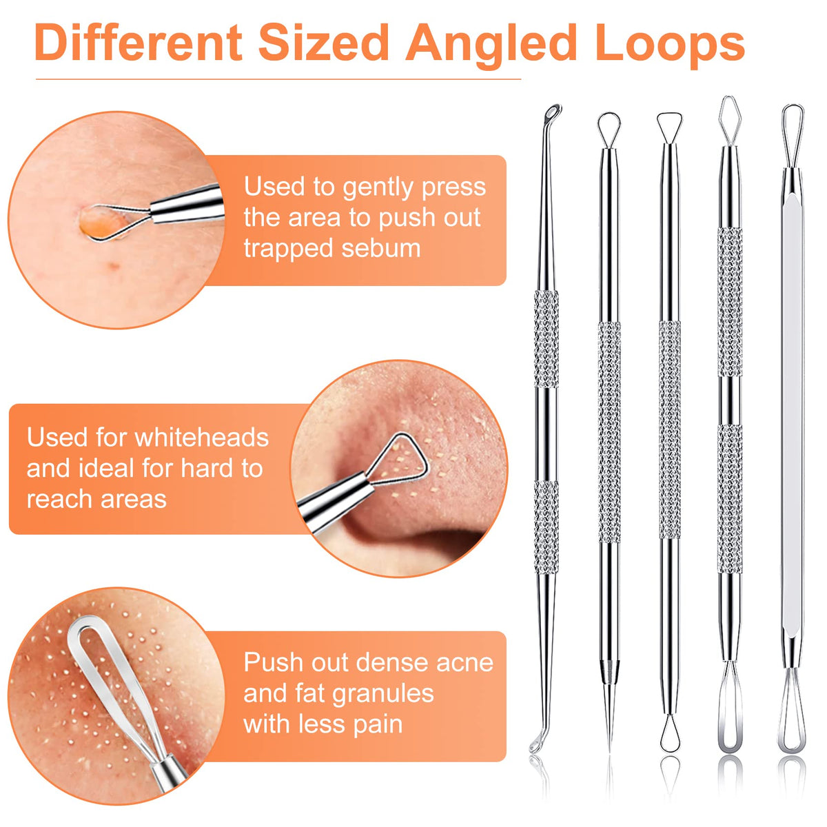Various tools from IUMAKEVP pimple popper kit for skin care