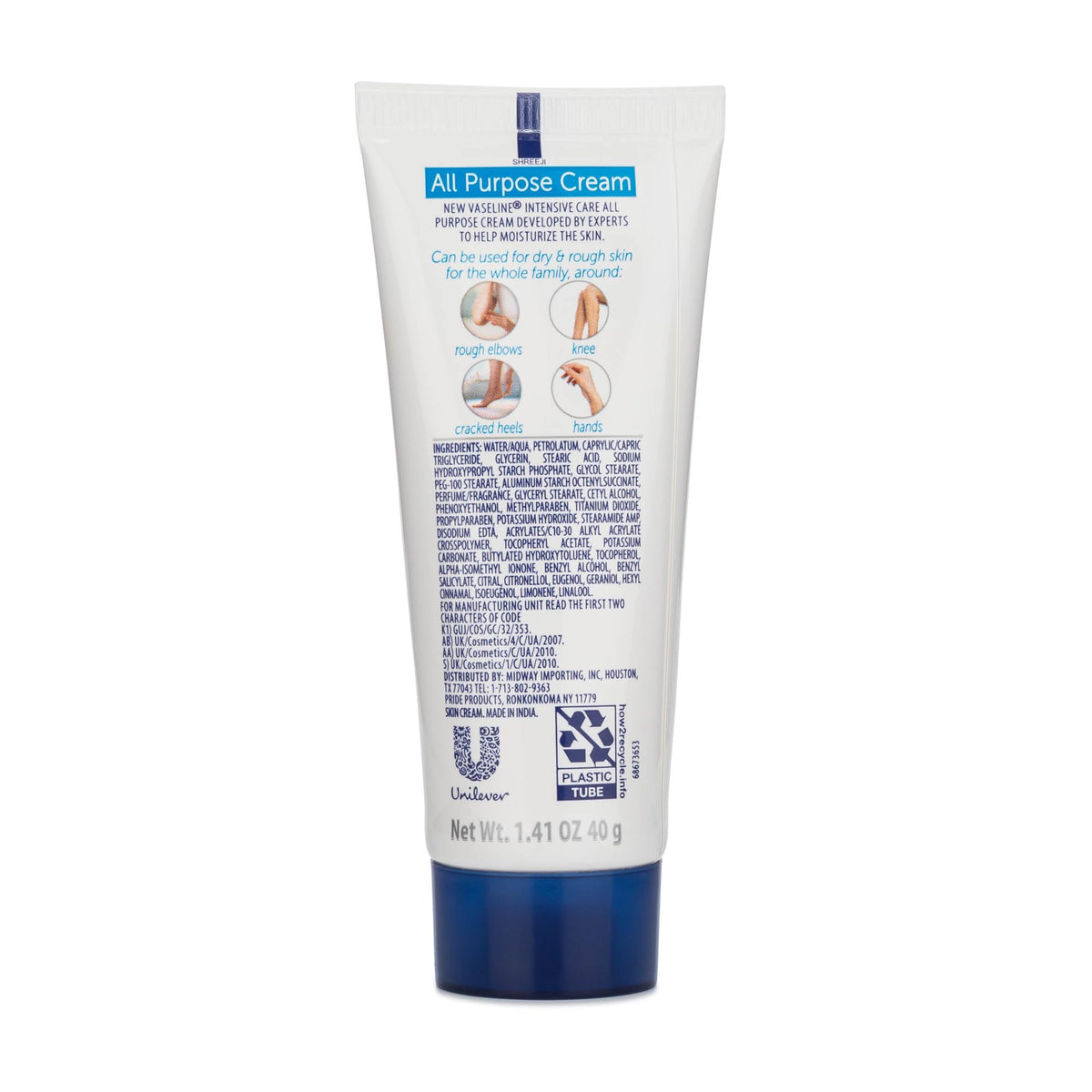 Vaseline All Purpose Cream tube side view