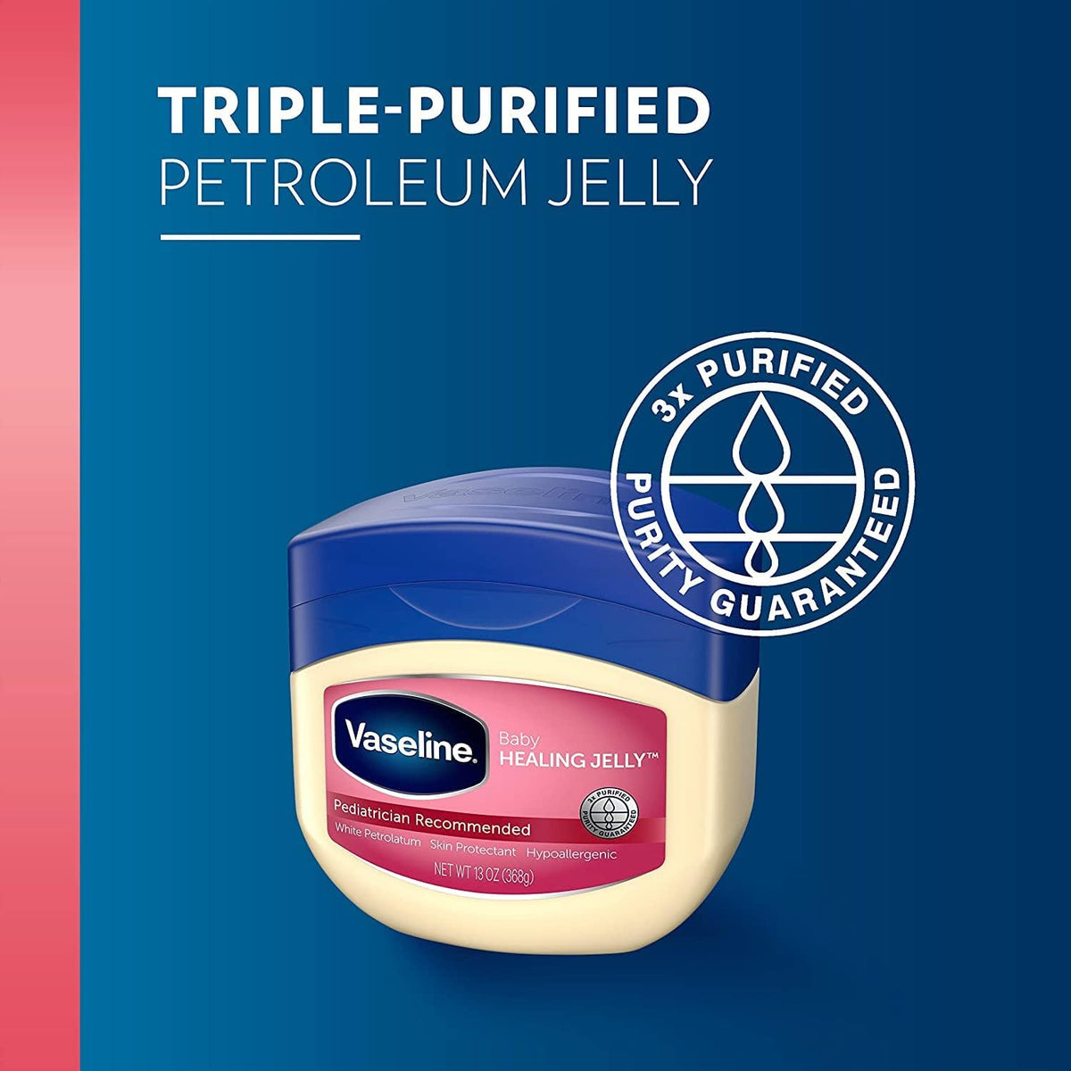 Vaseline Baby Petroleum Jelly 13oz back view showing ingredients
