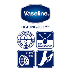 Vaseline Cocoa Butter Healing Jelly in a bathroom setting