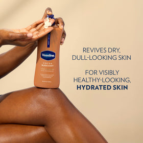Vaseline Cocoa Radiant Body Lotion 20.3oz on a bathroom counter