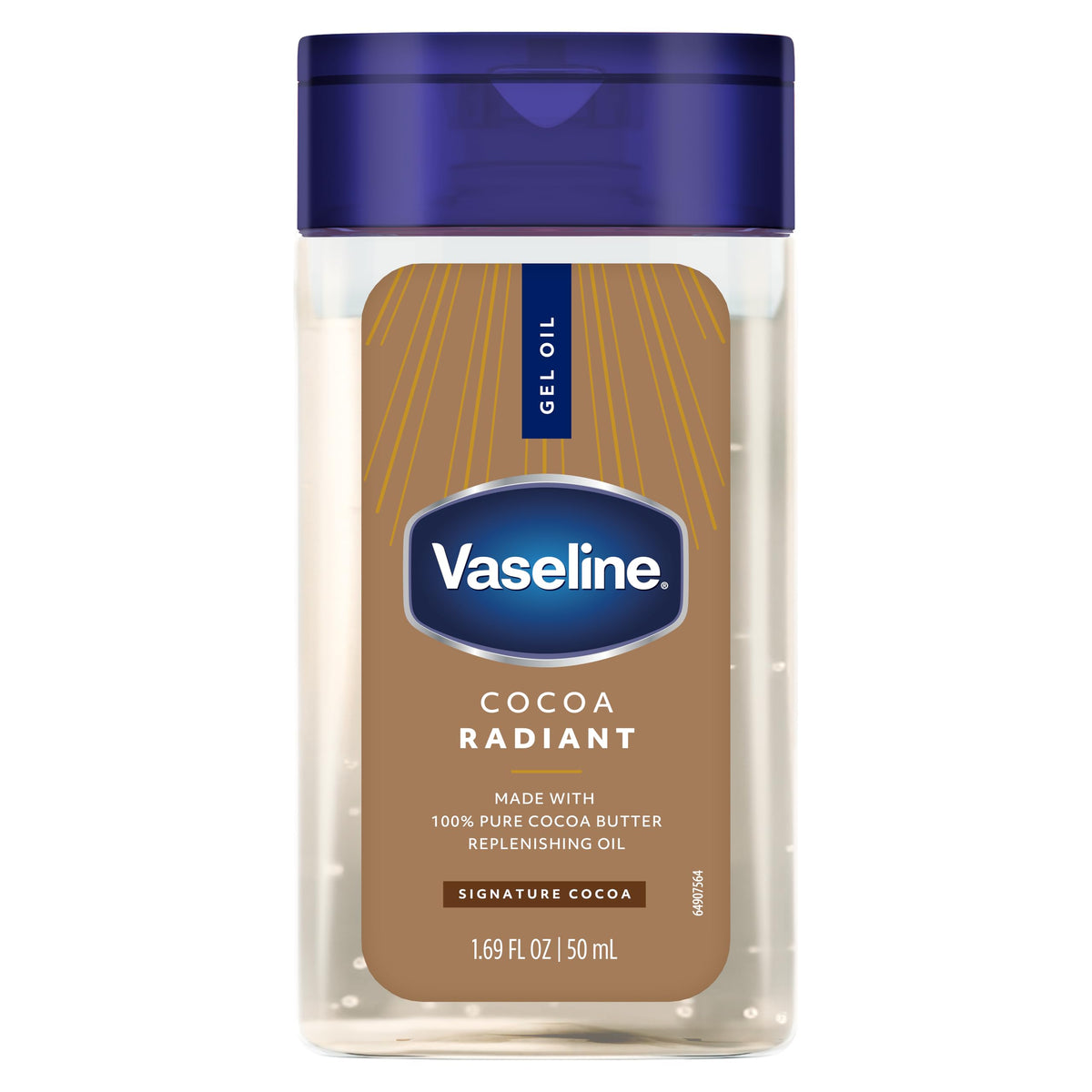 Vaseline Cocoa Radiant Oil Gel bottle with blue cap