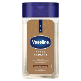Vaseline Cocoa Radiant Oil Gel bottle with blue cap