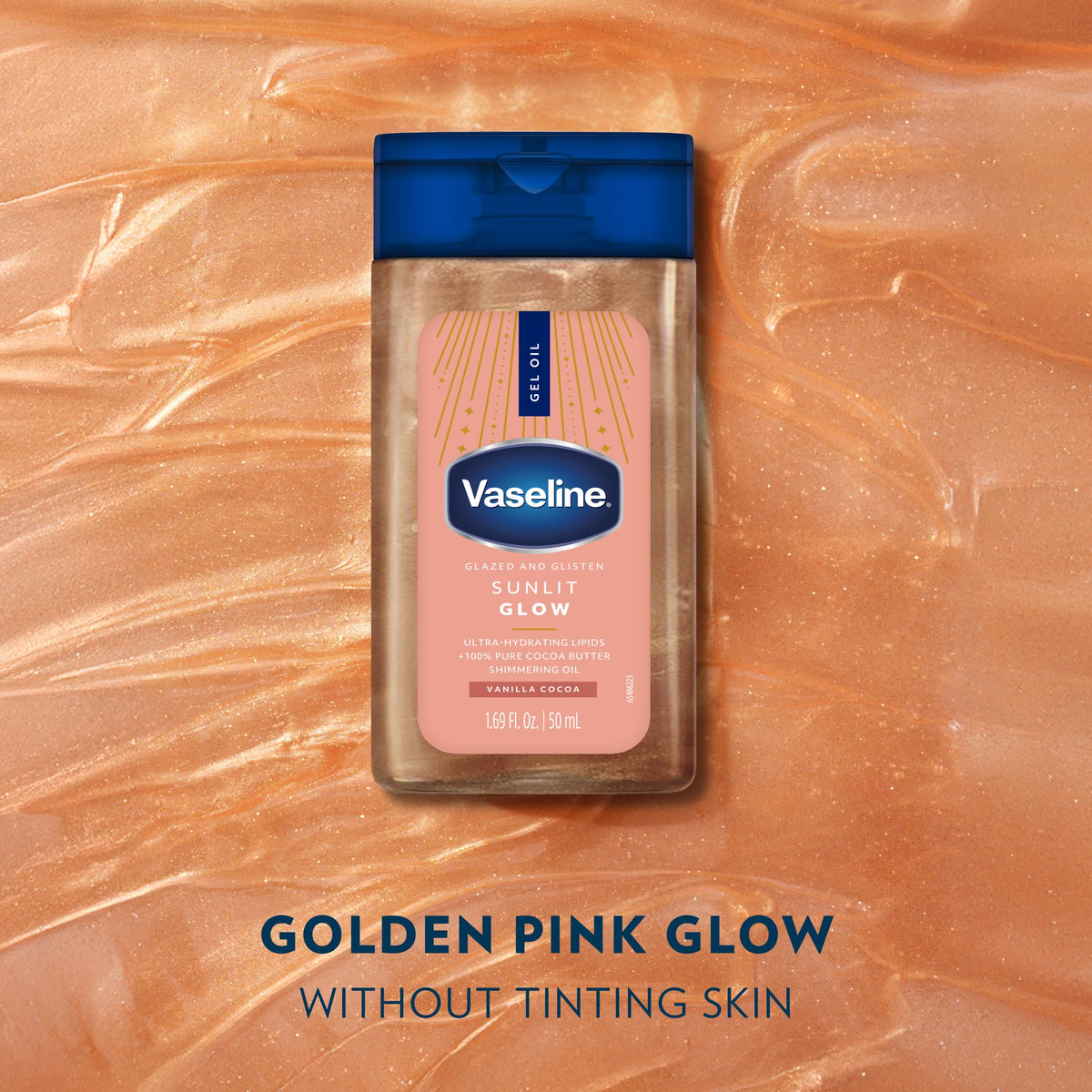 Vaseline Glazed and Glisten Sunlit Glow Body Gel Oil packaging