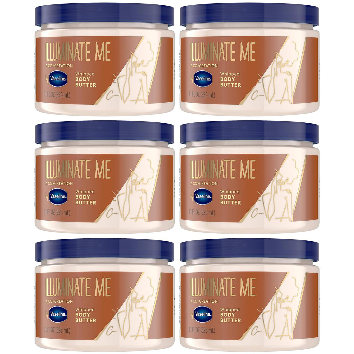 Vaseline Illuminate Me Body Butter front view with jar design