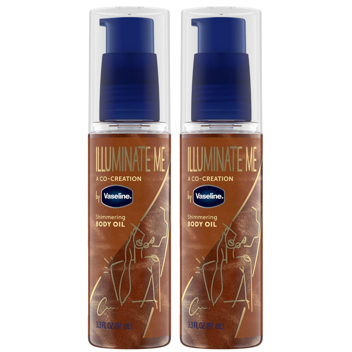 Vaseline Illuminate Me Shimmering Body Oil front view, 3.3 Oz