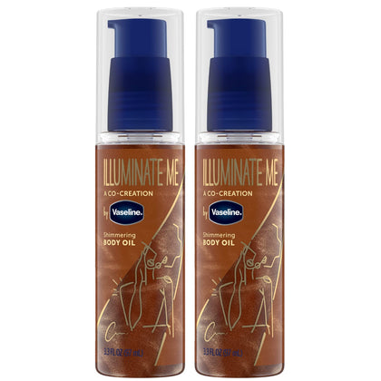 Vaseline Illuminate Me Shimmering Body Oil front view, 3.3 Oz