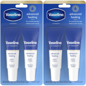 Vaseline Lip Therapy Advanced Formula pack of 4 tubes, front view