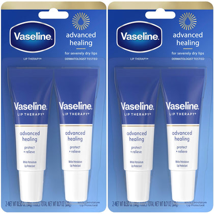 Vaseline Lip Therapy Advanced Formula pack of 4 tubes, front view