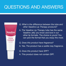 Vaseline Lip Therapy Rosy Lips balm in use on lips